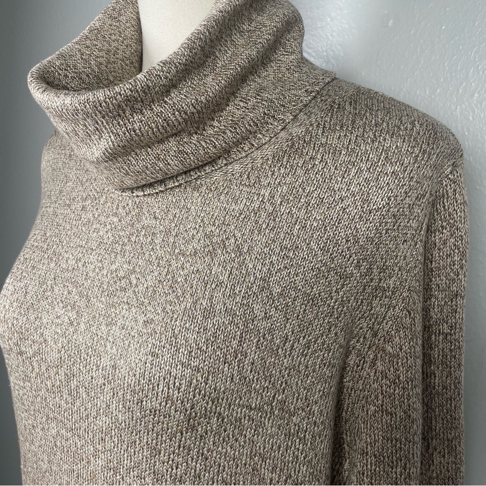 Belford for Neiman Marcus Silk Blend Turtleneck Sweater Heather Brown Tan Large - Picture 4 of 11